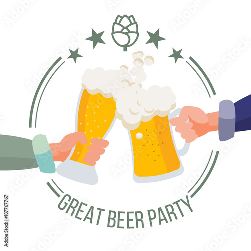 Drink Office Party Banner Vector. Celebrating And Toasting. Victory Celebration Concept.Isolated Flat Illustration