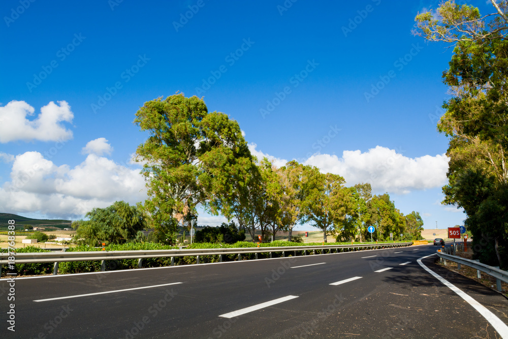 Fototapeta premium Transportation in Italy, highway on Sicily, view from the car