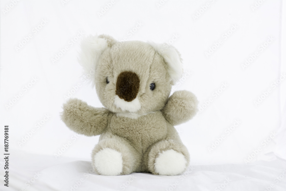 soft toy teddy bear sitting on white background. soft toy teddy bear sitting on white background.