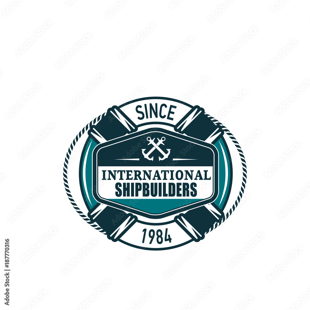 Fototapeta premium Nautical marine heraldic life buoy vector icon