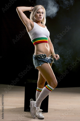 Dance hall rockstar woman smoking