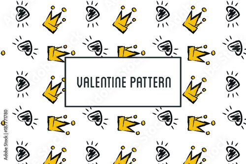 Vector valentine pattern. Design of hand drawn elements for St. Valentine s day  wedding  proposal.