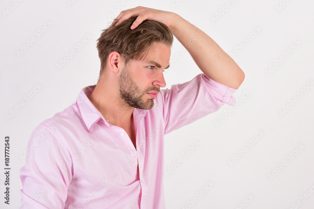 Man with curious face isolated on white background. Man with curious face isolated on white background.