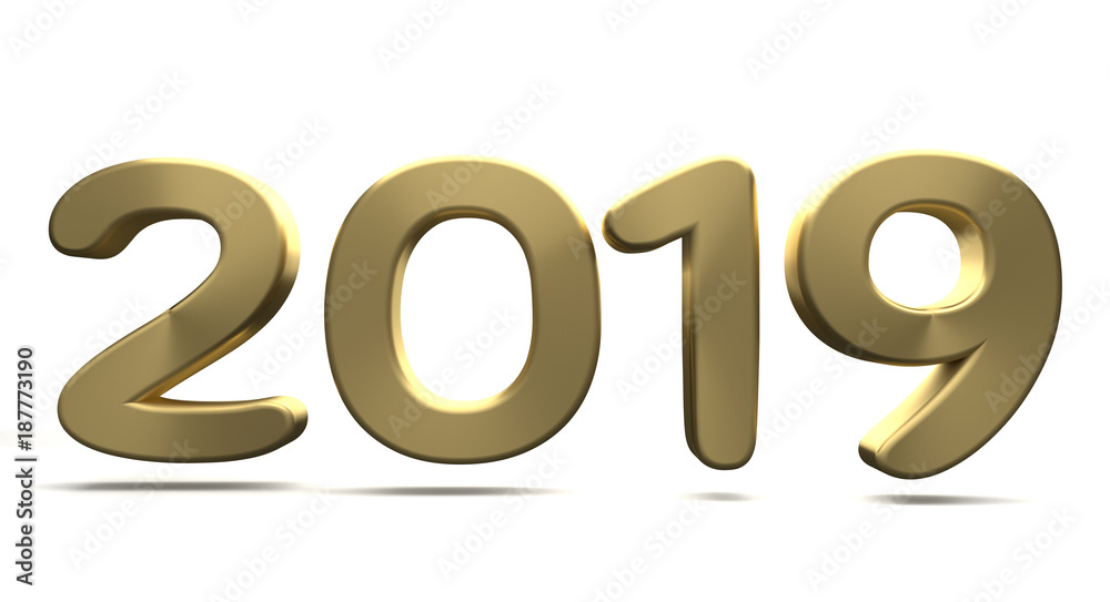 year 2019 golden bold numbers 3d render year 2019 golden bold numbers 3d render