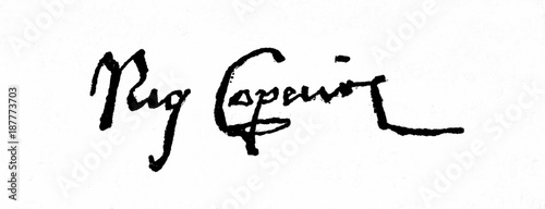 Autograph of Nicolaus Copernicus, renaissance mathematician and astronomer, who formulated new model of the universe (from Spamers Illustrierte  Weltgeschichte, 1894, 5[1], 403)