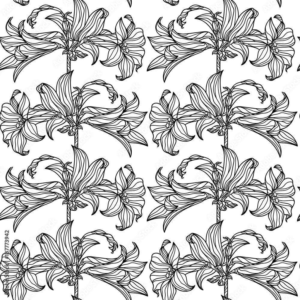 Obraz premium Vector seamless pattern with flowers.
