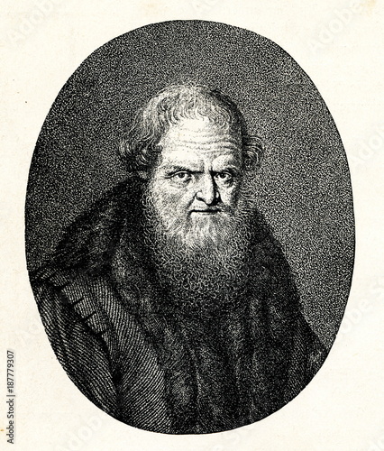 Hans Sachs, german meistersinger, poet, playwright and shoemaker (from Spamers Illustrierte Weltgeschichte, 1894, 5[1], 412)