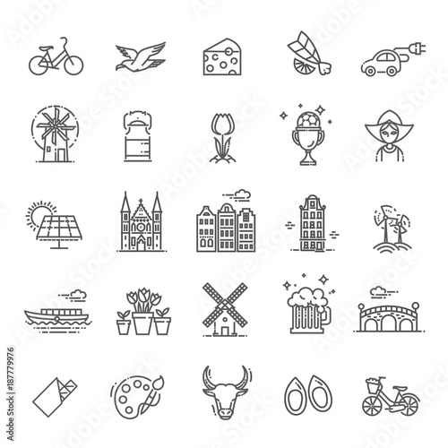 Holland flat icons set