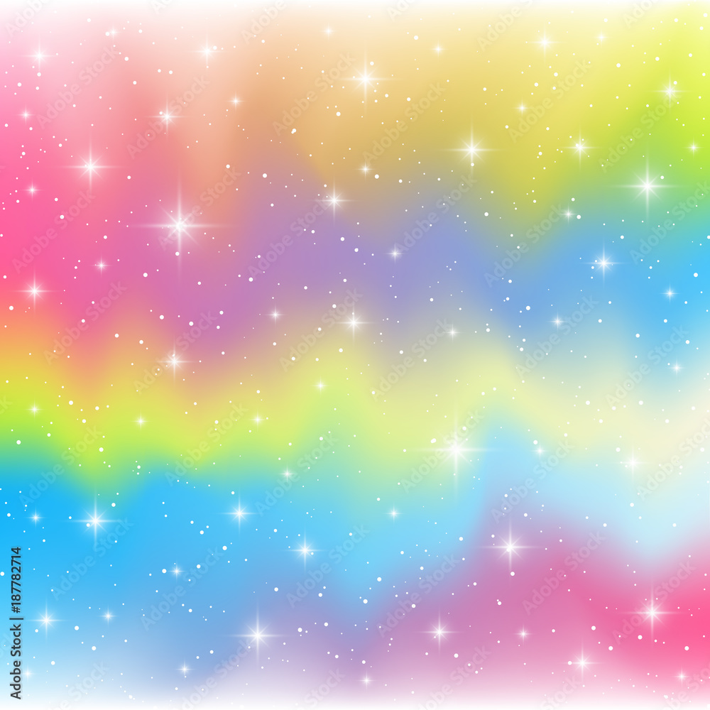 Shiny stars on color holographic background