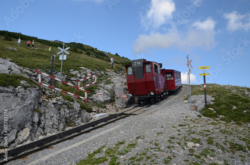 Cog railway to Schafberg peak, Alpen mountains, Austria