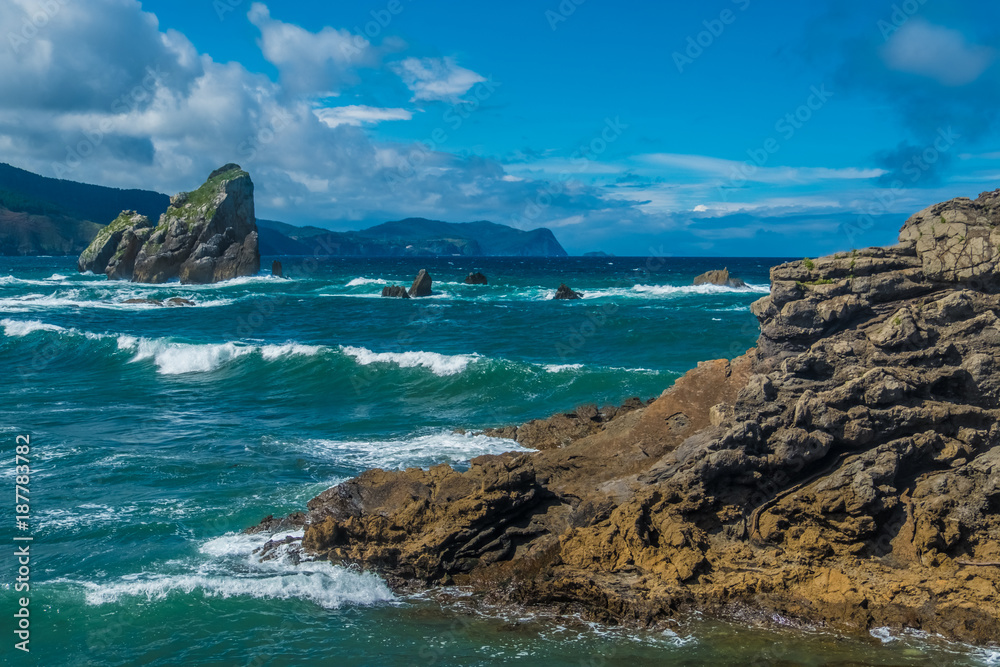 San Juan de Gaztelugatxe hermitage on an islet on the Bay of Biscay, Basque Country, Spain.