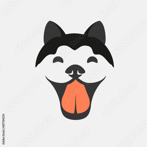 Smiling dog face vector. Cute puppy icon logo design.