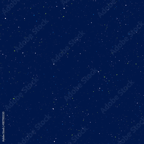 Starry seamless pattern, splashed hand draw universe and galaxy repeatable pattern. Dots, spray paint on dark background, vector universe seamless background. Starry night sky with speckle, particles