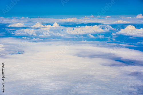 Aerial view to blue sky and cloudscape