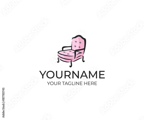 Armchair logo template. Furniture vector design. Vintage chair illustration