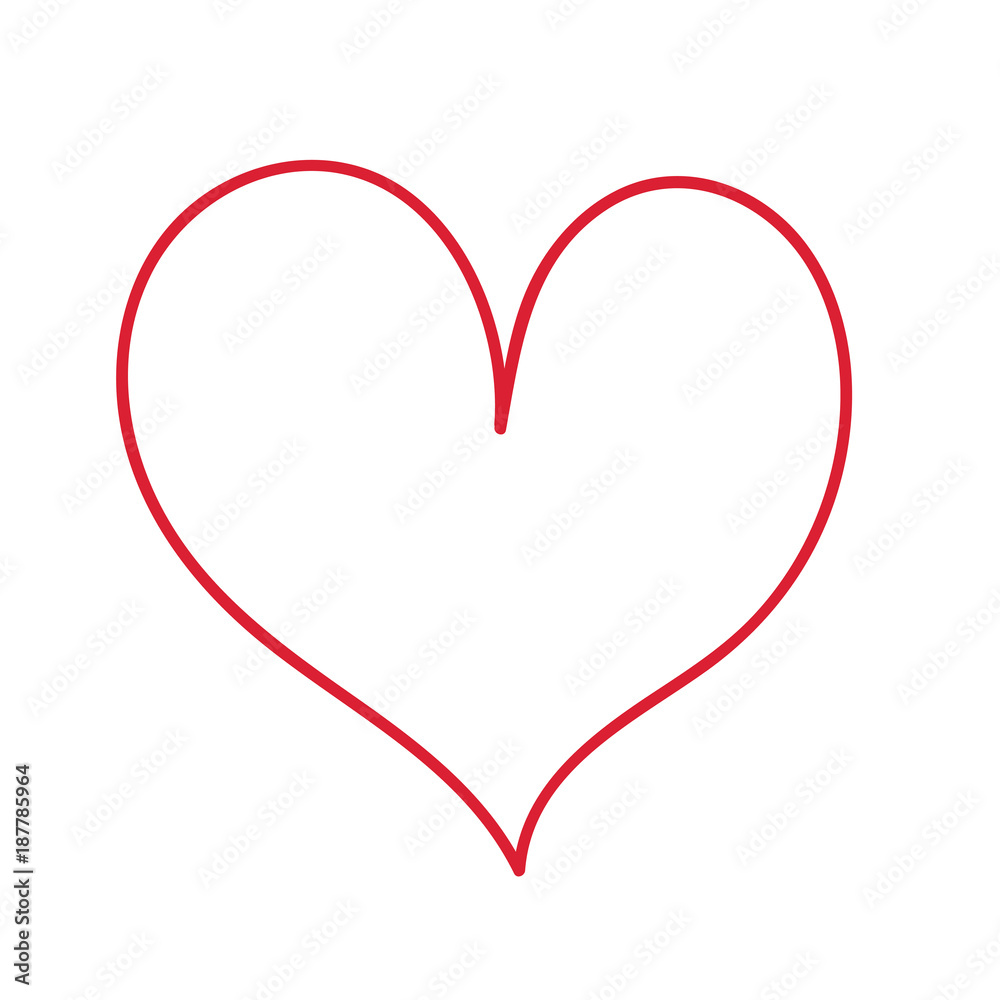 Red heart icon sketch vector illustration Valentines day