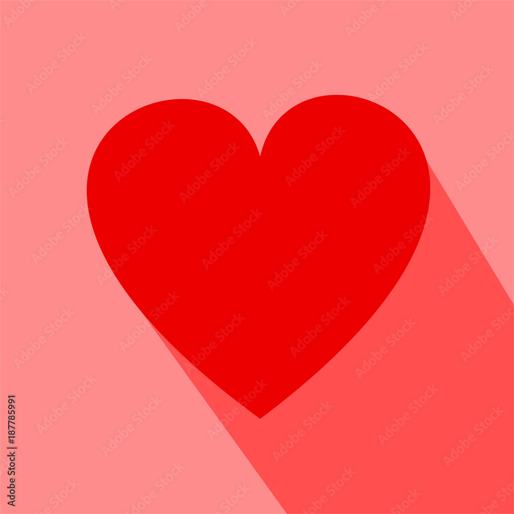 Heart icon with long shadow. Flat style.
Vector Illustration isolated for graphic and web design.
