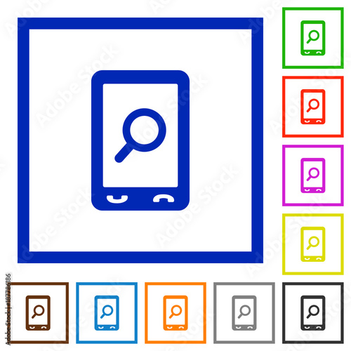 Mobile search flat framed icons