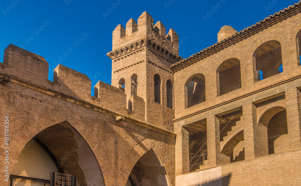 The Aljaferia Palace, a fortified Islamic palace, Zaragoza (Saragossa), autonomous community of Aragon, Spain. 