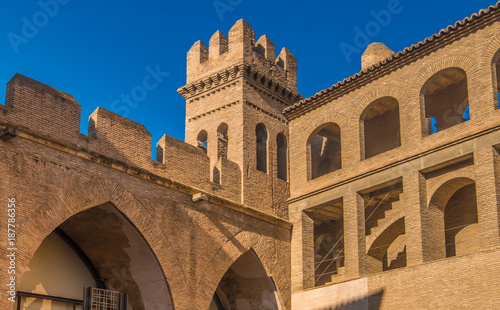 The Aljaferia Palace  a fortified Islamic palace  Zaragoza  Saragossa   autonomous community of Aragon  Spain. 