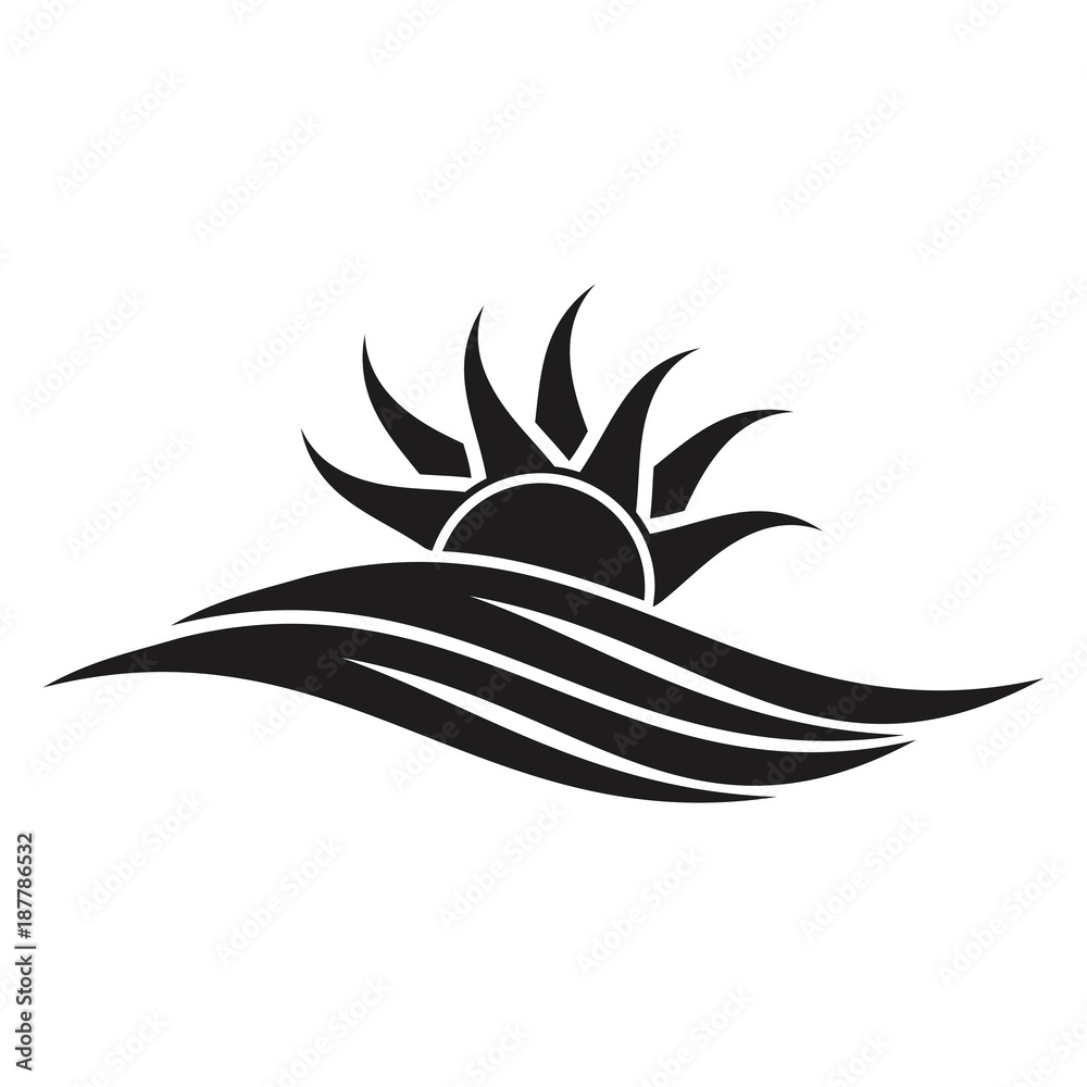 Sunset line icon. Sun logo template. Sea logo template. Sunset line icon. Sun logo template. Sea logo template.