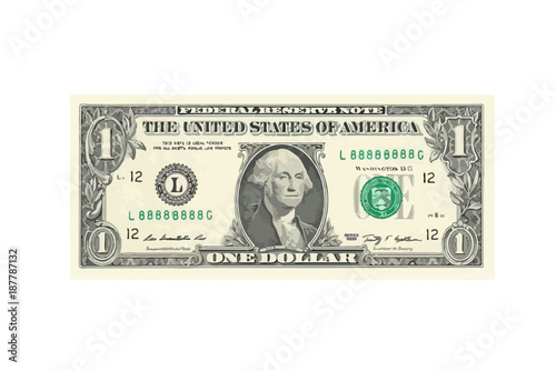 1 highly detailed dollar banknote. Vector Illustration