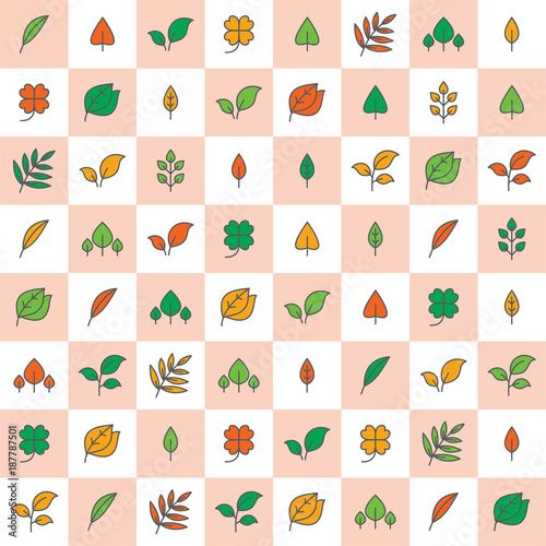 Leaf pattern. Tablecloth with icon