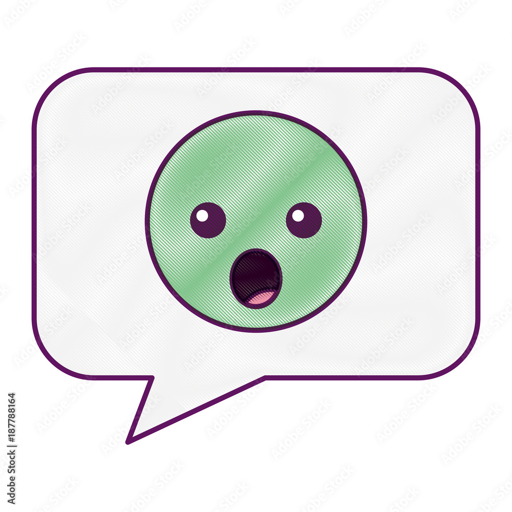 Fototapeta premium speech bubble and surprised emoticon vector illustration
