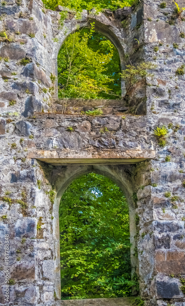 Ruins of Armadale Castle, a ruined country house in Armadale, Isle of Skye, Scottish Highlands, Former home of the MacDonalds Clan.