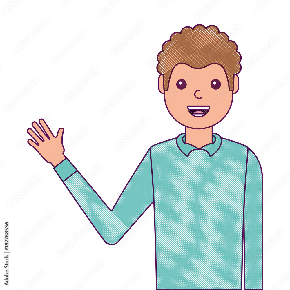 portrait man waving hand smiling character vector illustration portrait man waving hand smiling character vector illustration
