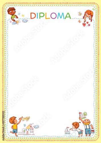 Competition of children's drawings. Template for diploma