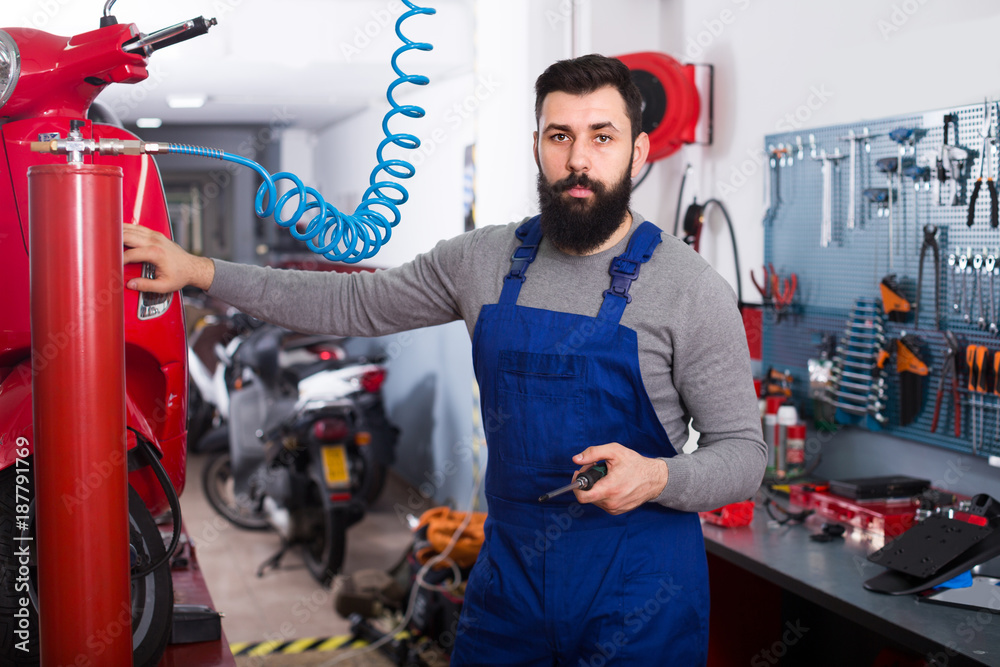 Fototapeta premium Man is ready to use his tools