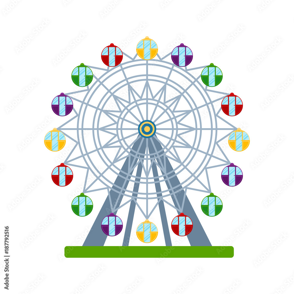 Colorful ferris wheel on white background, vector illustration Stock