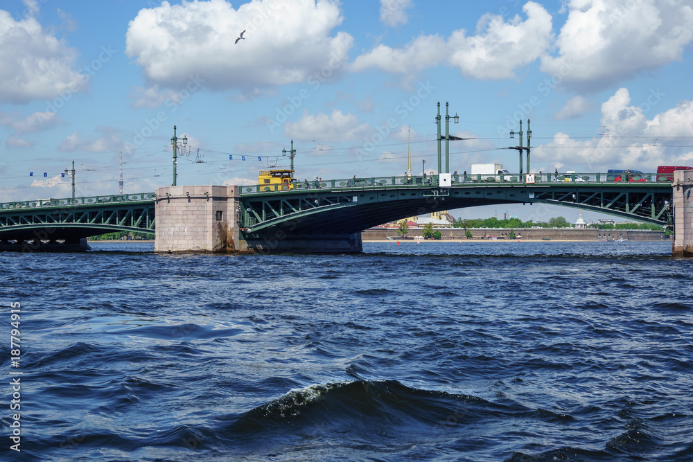 Saint Petersburg bridge, Trinity Bridge or Troitsky bridge over the Neva river