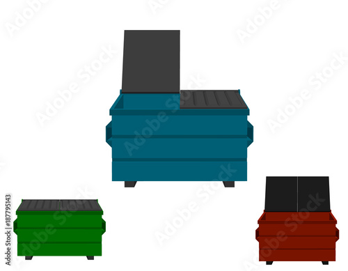 Recycling dumpster set. Isolated on white background.3d Vector illustration. photo