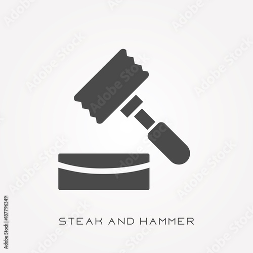 Silhouette icon steak and hammer