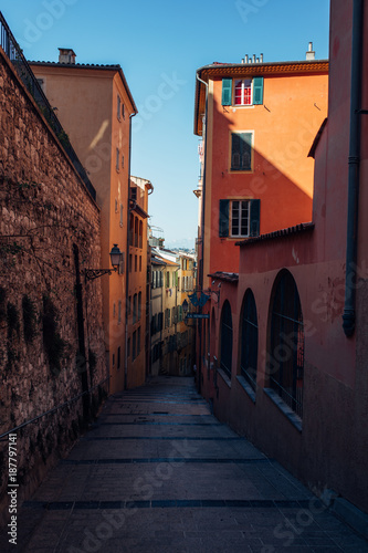 Walkway in Nice between buildings