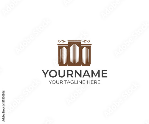 Pipe organ logo template. musical instrument vector design. Musical object illustration