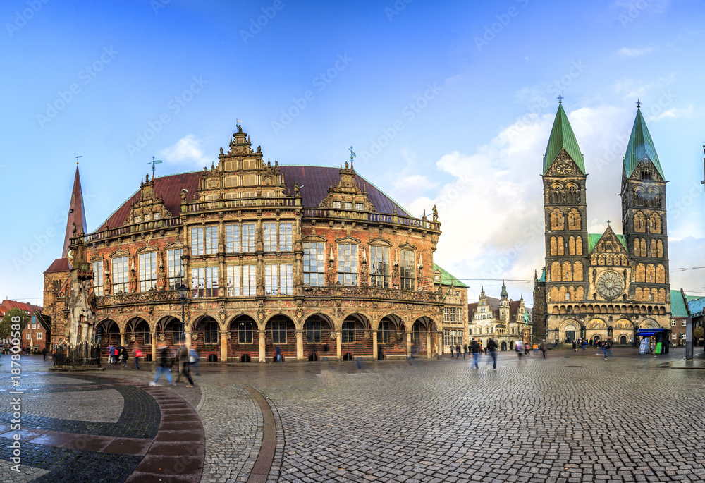 Bremen main market square in the centre of the Hanseatic City, Germany