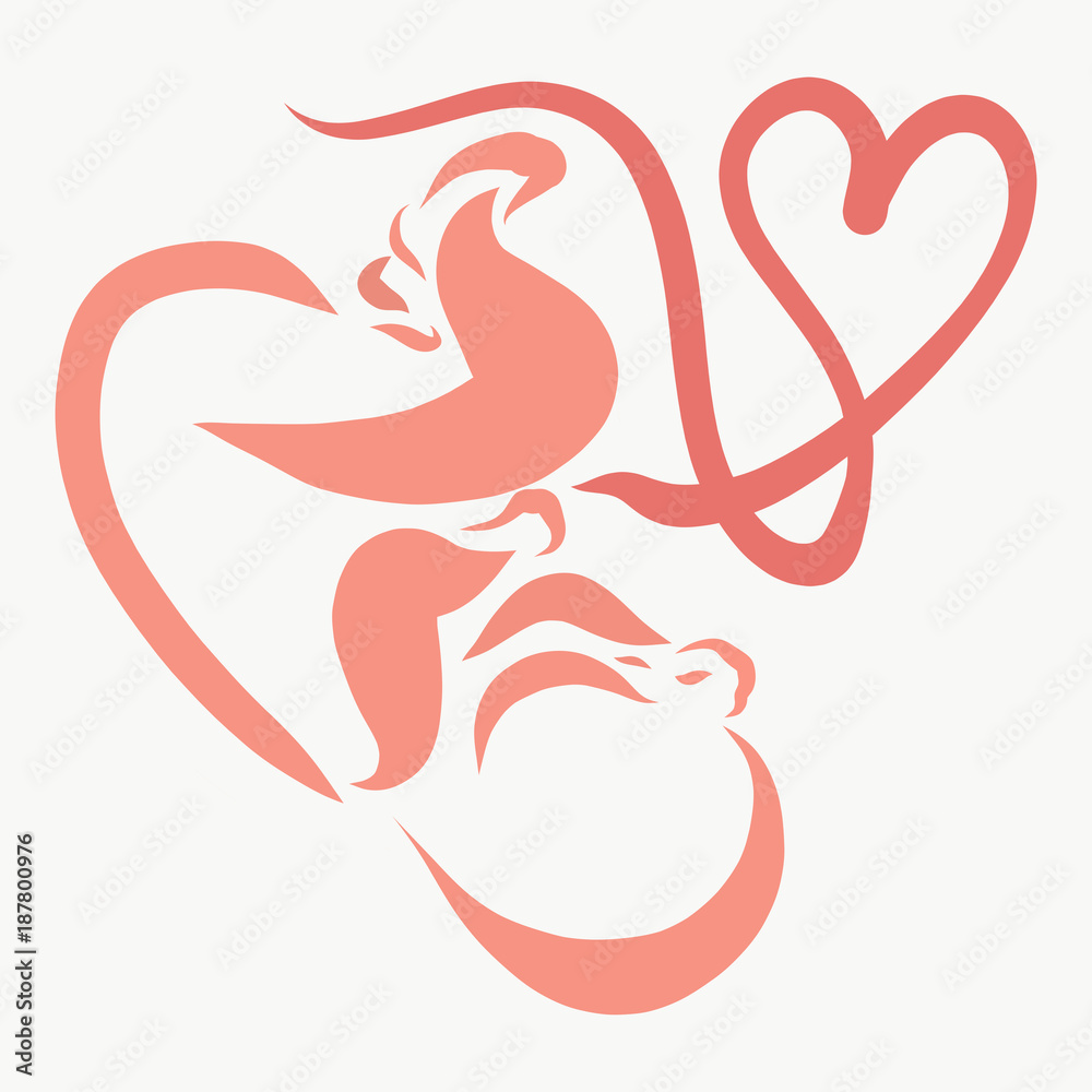 Fototapeta premium Baby with umbilical cord, heart