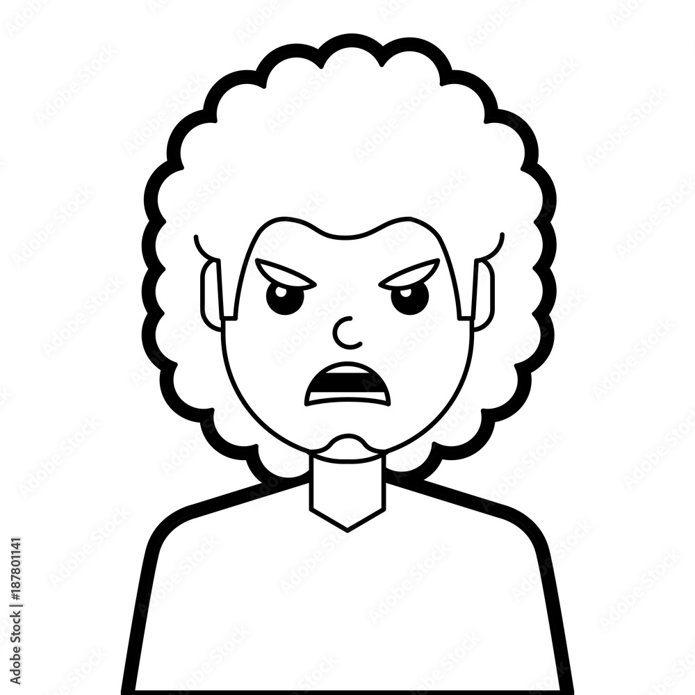 Fototapeta premium portrait man face angry expression cartoon vector illustration line design