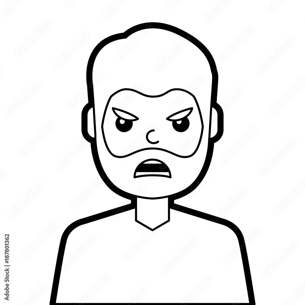portrait man face angry expression cartoon vector illustration line design portrait man face angry expression cartoon vector illustration line design