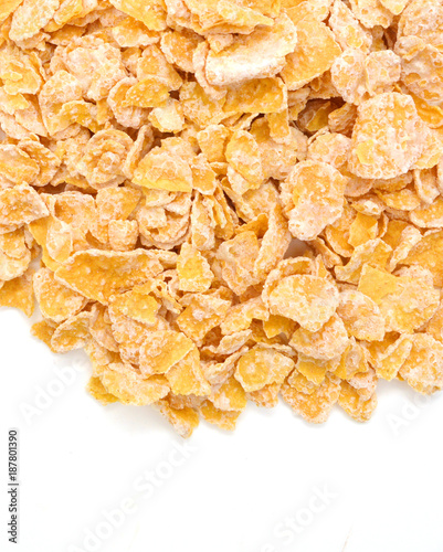 closeup of delicious cereals on a white background