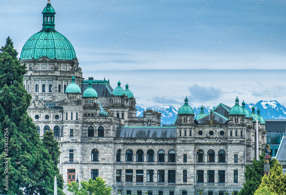 The British Columbia Parliament Buildings, located in Victoria, Vancouver Island, BC, Canada. Home to the Legislative Assembly of the province.