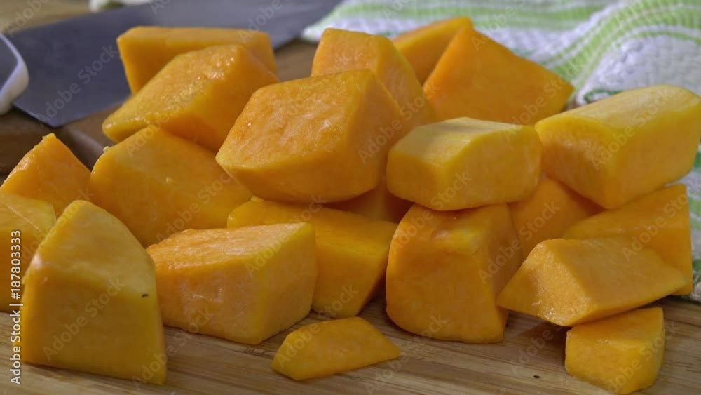 Slider shot across cubed butternut squash
Slider shot across cubed butternut squash