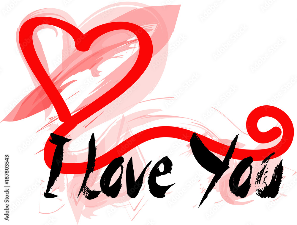 I love you with red heart Stock Vector | Adobe Stock