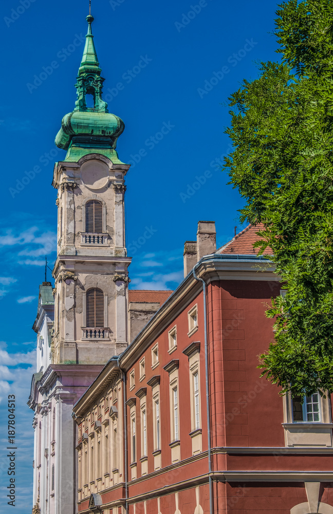 View of the baroque churches and buildings along danube church of Buda, Budapoest, Hungary