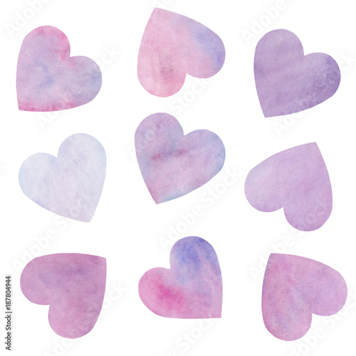 Happy valentine’s day watercolor hearts pattern 