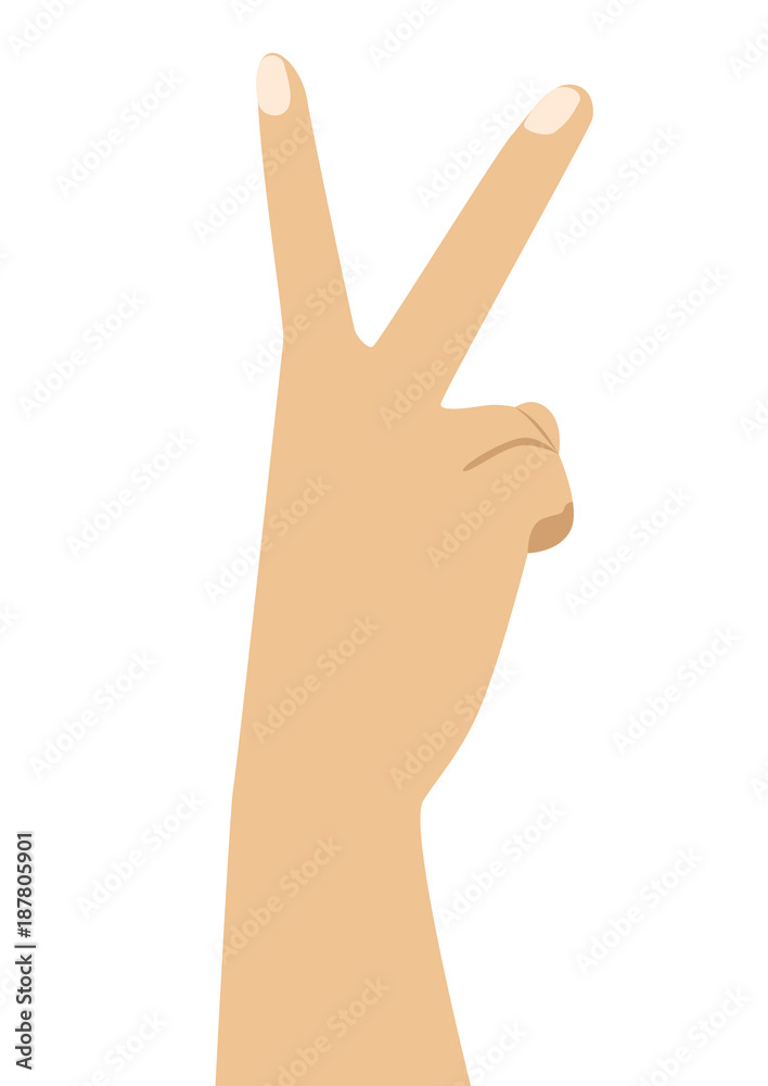 Hand with two fingers up in peace or victory symbol the sign for V letter in sign language Hand with two fingers up in peace or victory symbol the sign for V letter in sign language