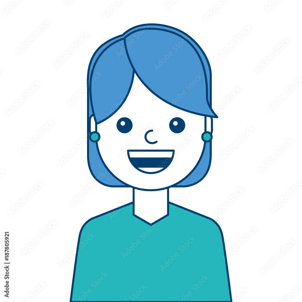 portrait woman face smiling happy expression image vector illustration blue and green design portrait woman face smiling happy expression image vector illustration blue and green design